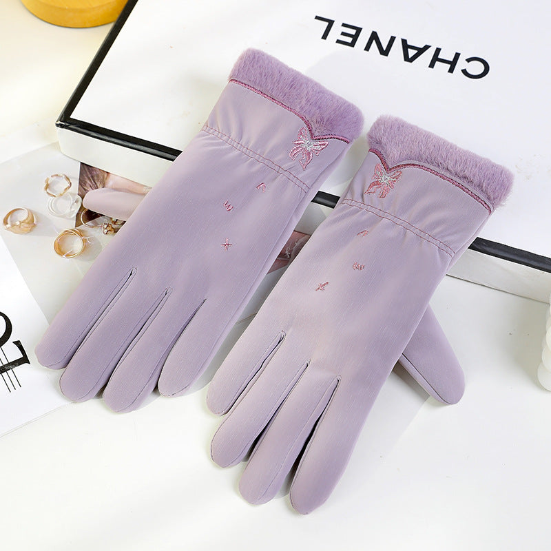 Women's Lined Padded Warm Keeping Cute Windproof Korean Gloves