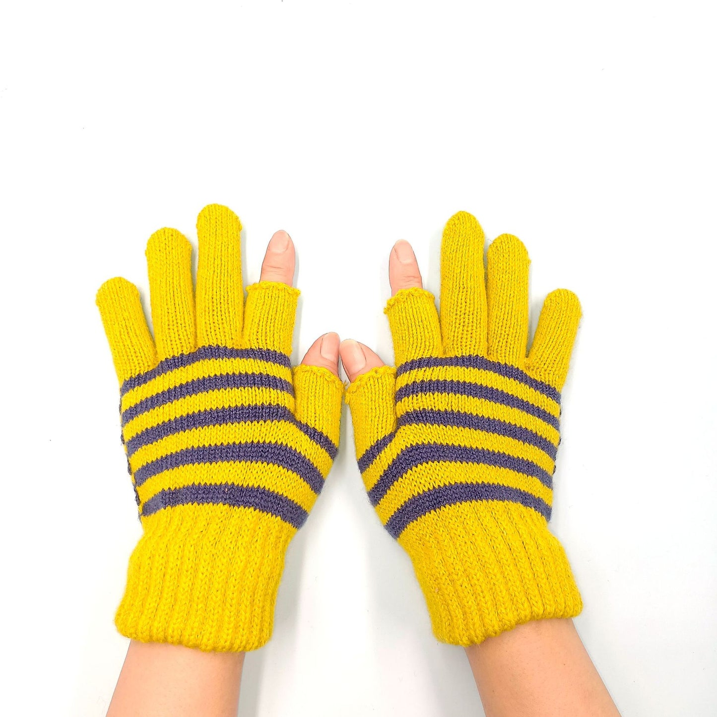 Women's & Men's Fingers Touch Screen Striped Knitted Knitting Gloves