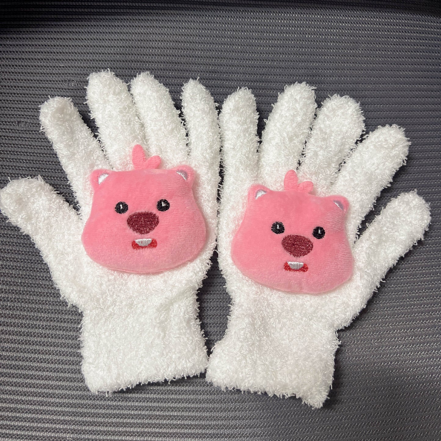 Cute Little Beaver Plush Coral Fleece Gloves