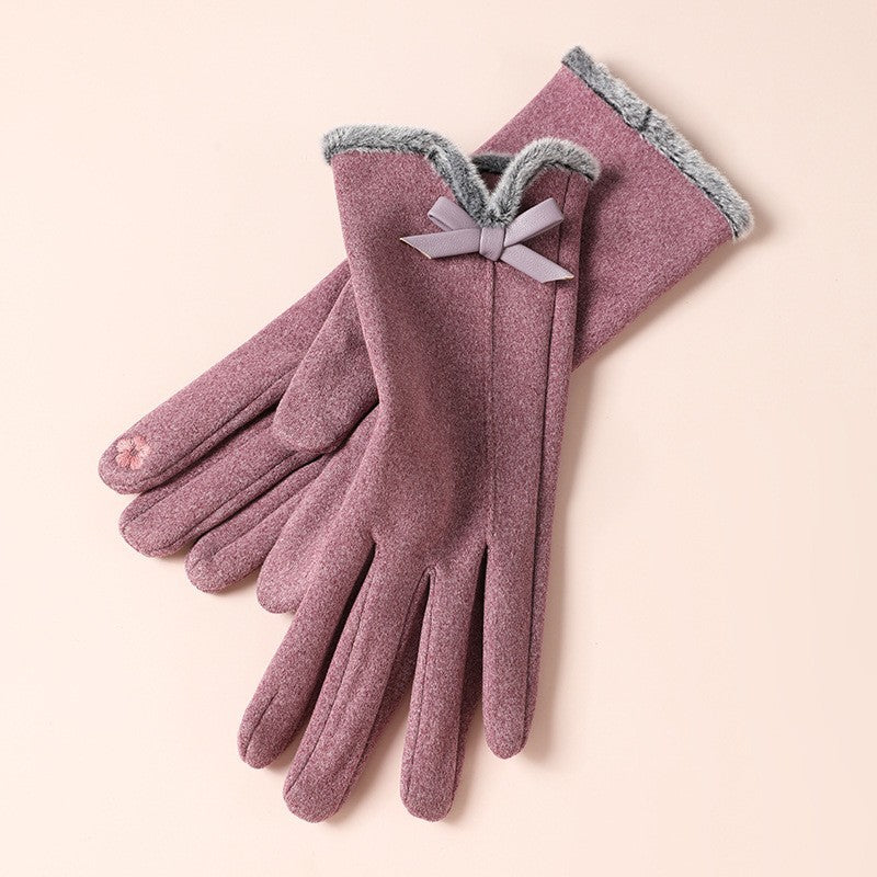 Women's Outdoor Sports Cycling Driving Elegant Fleece-lined Gloves