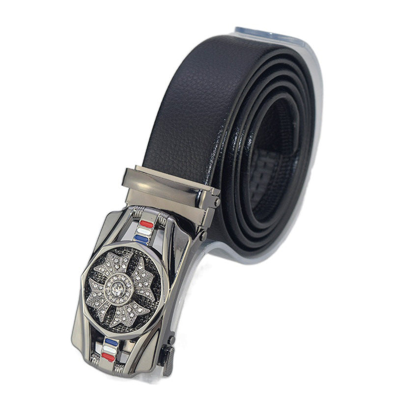 Men's On Leather Sports Car Good Luck Comes Automatic Belts