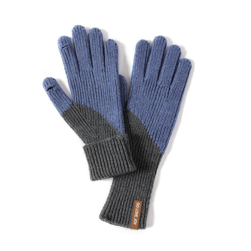 Women's Knitted Outdoor Plus Fluff Thickened Warm Gloves