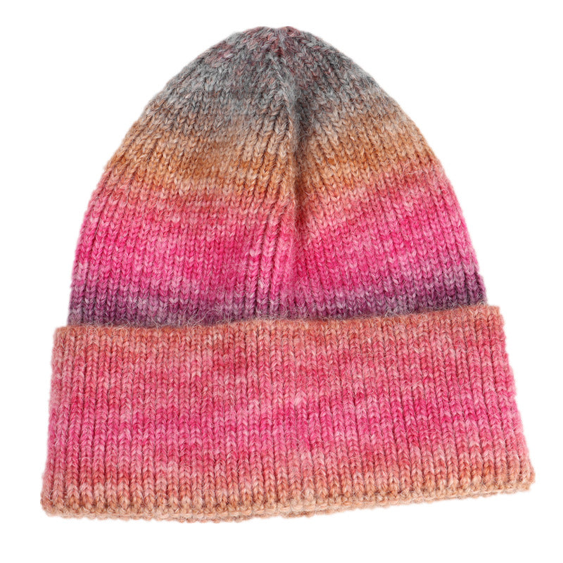 Women's Color Knitted Hat Rainbow Warm Thickened Hats & Caps