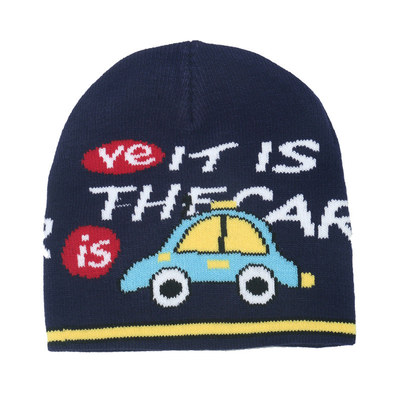 Children's Style Hat Knitted Woolen Boys Sleeve Kids' Headwear