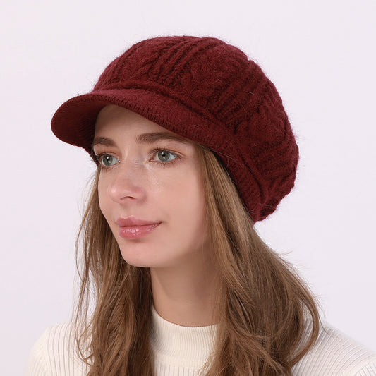 Women's Thick Wool Twisted Peaked Fashionable Warm Beret Hats & Caps