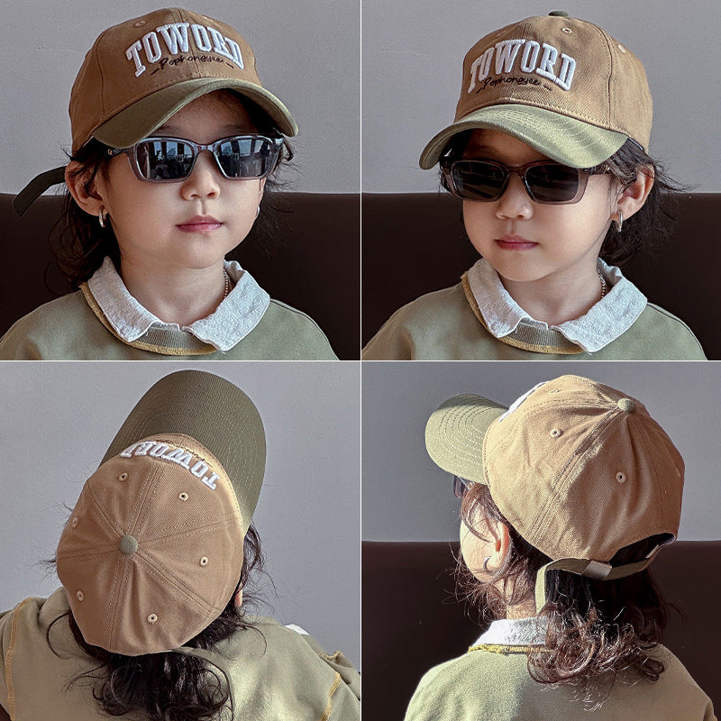 Children's South Baseball Contrast Color Letters Hat Kids' Headwear