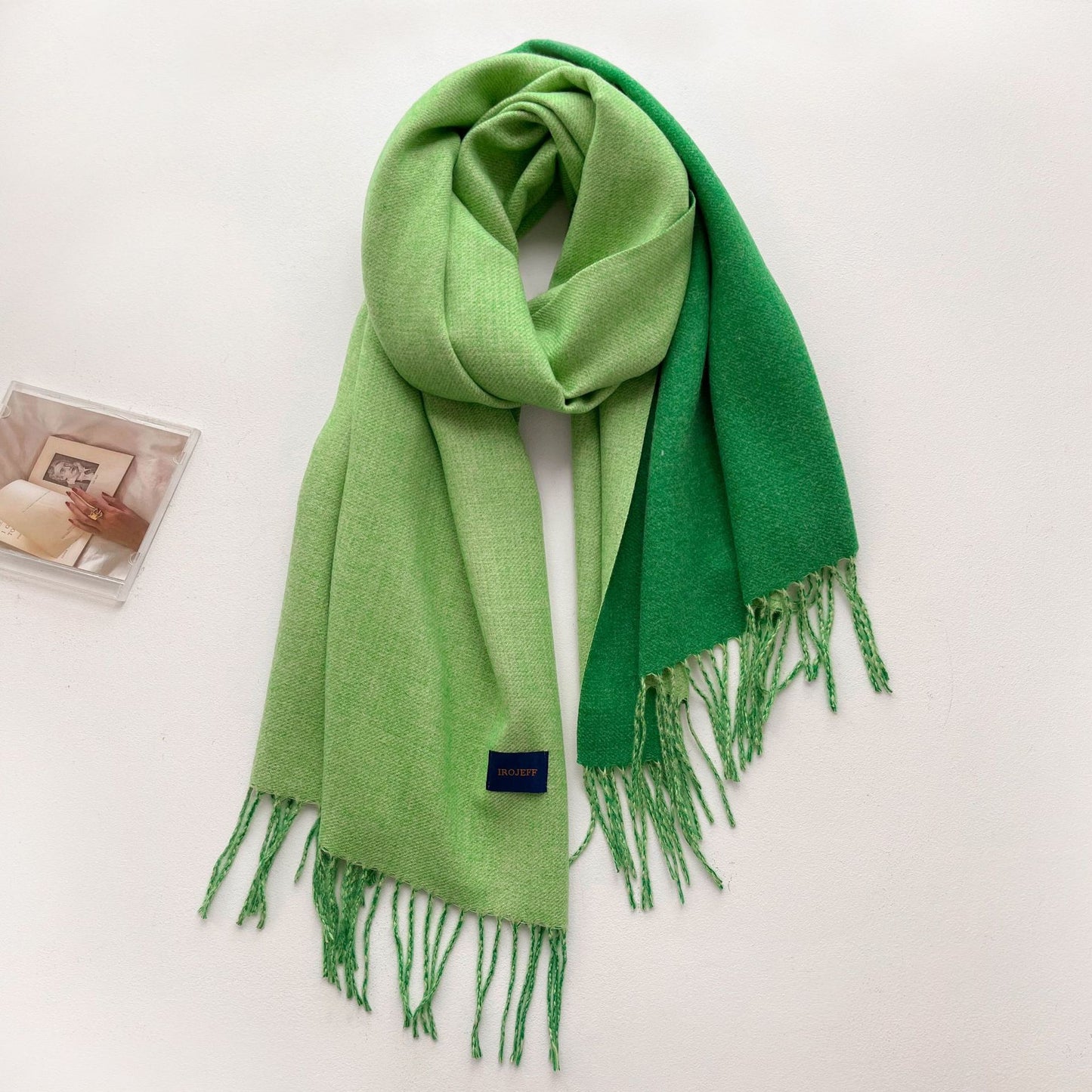 Women's Solid Color Tassel Satine Double-sided Shawl Scarfs