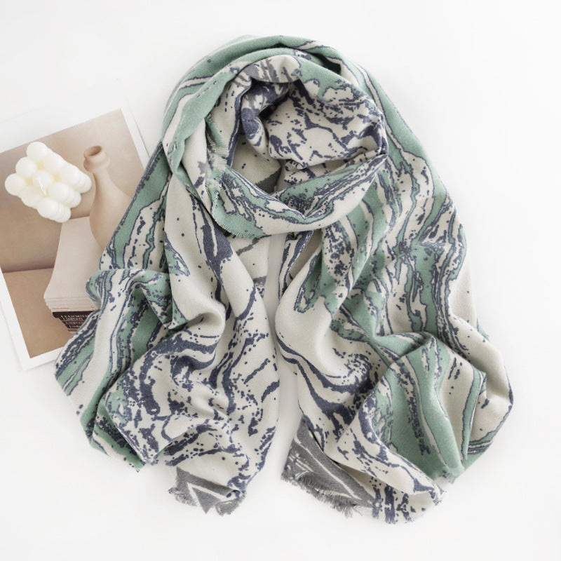 Women's Fresh Sweet Vertical Pattern Marble Listed Scarfs