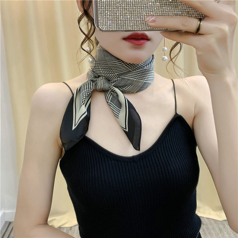 Women's Simplicity Striped Silk Artificial Small Square Scarfs