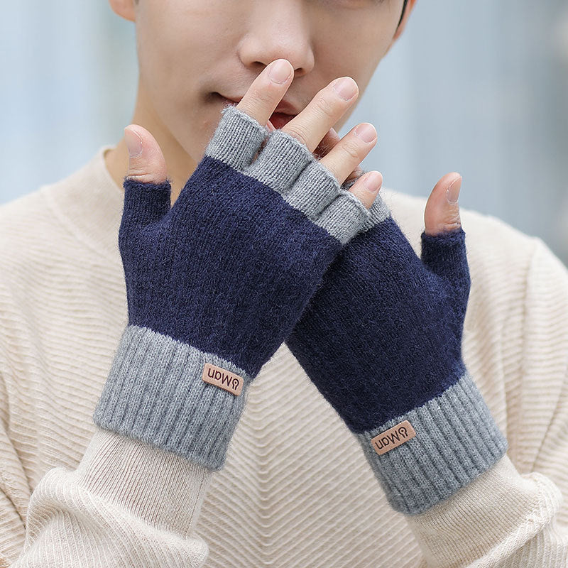 Men's Warm With Veet Thickened Knitting Wool Gloves