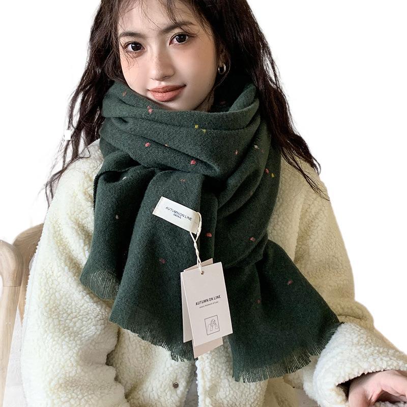 Women's Style Dotted Yarn Wool Blended Textile Oversized Scarfs