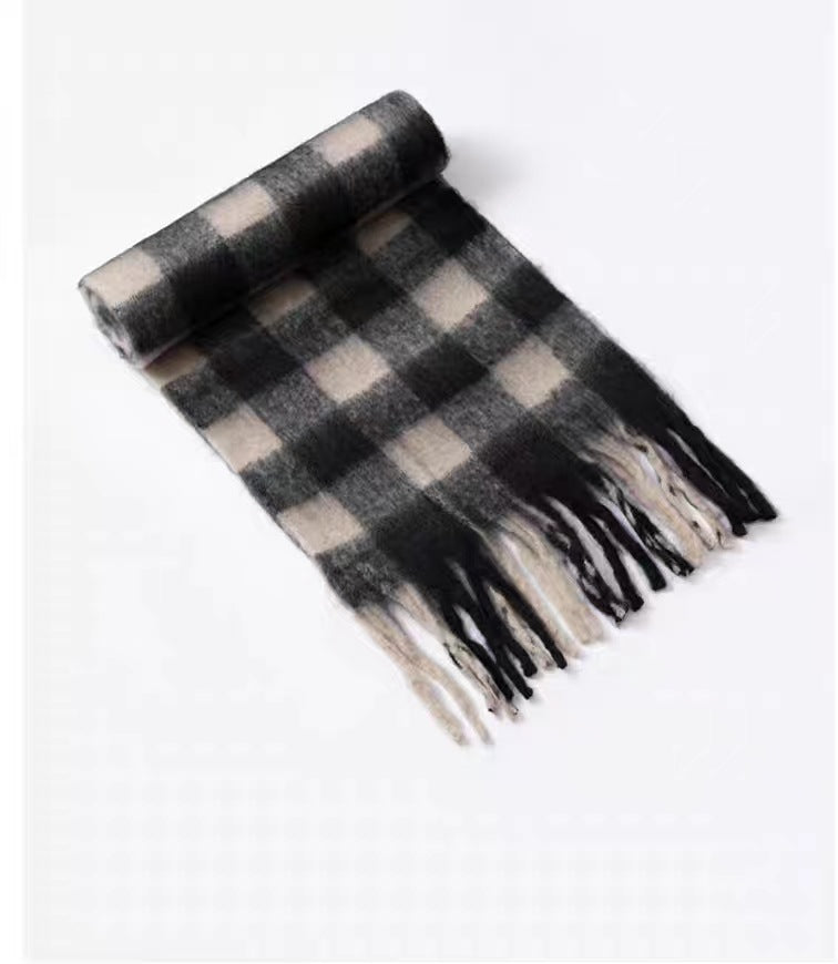 Women's Z Yu Mohair Plaid Brushed Thick Scarfs