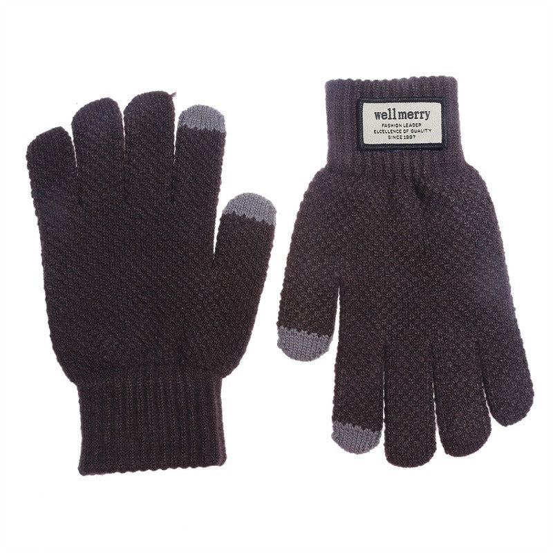 Men's Knitted Plus Size Fleece-lined Thicker Jacquard Gloves