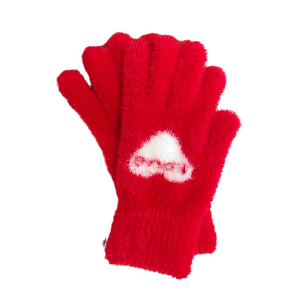 Women's Style Knitted Love Imitation Mink Plush Winter Cold Gloves