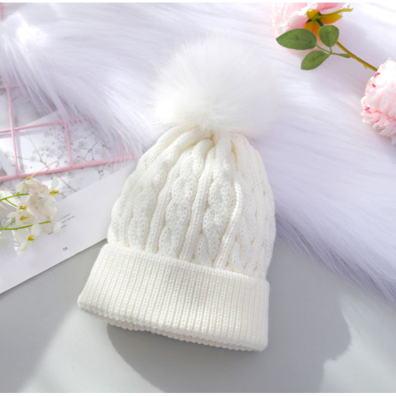 Woolen With Fur Ball Pure Cute Kids' Headwear