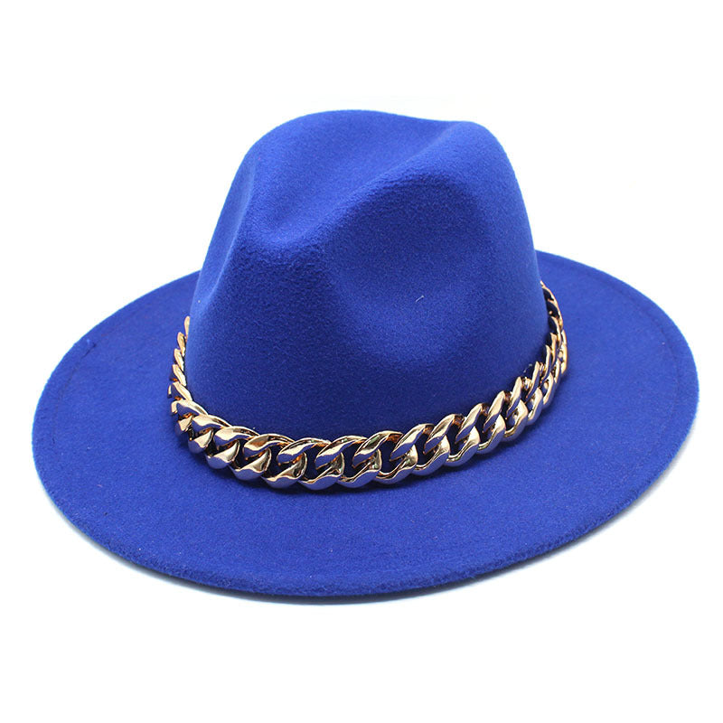 Men's Top Hat Golden Acrylic Chain Fedora Hats & Caps