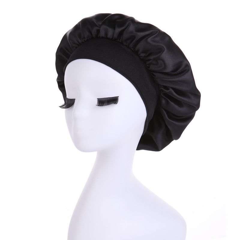 Women's Brim High Elastic Satin Nightcap Beauty Hairdressing Hair Hats & Caps