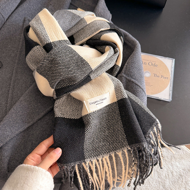 Women's Striped Plaid Talma Elegant Style Warm Scarfs