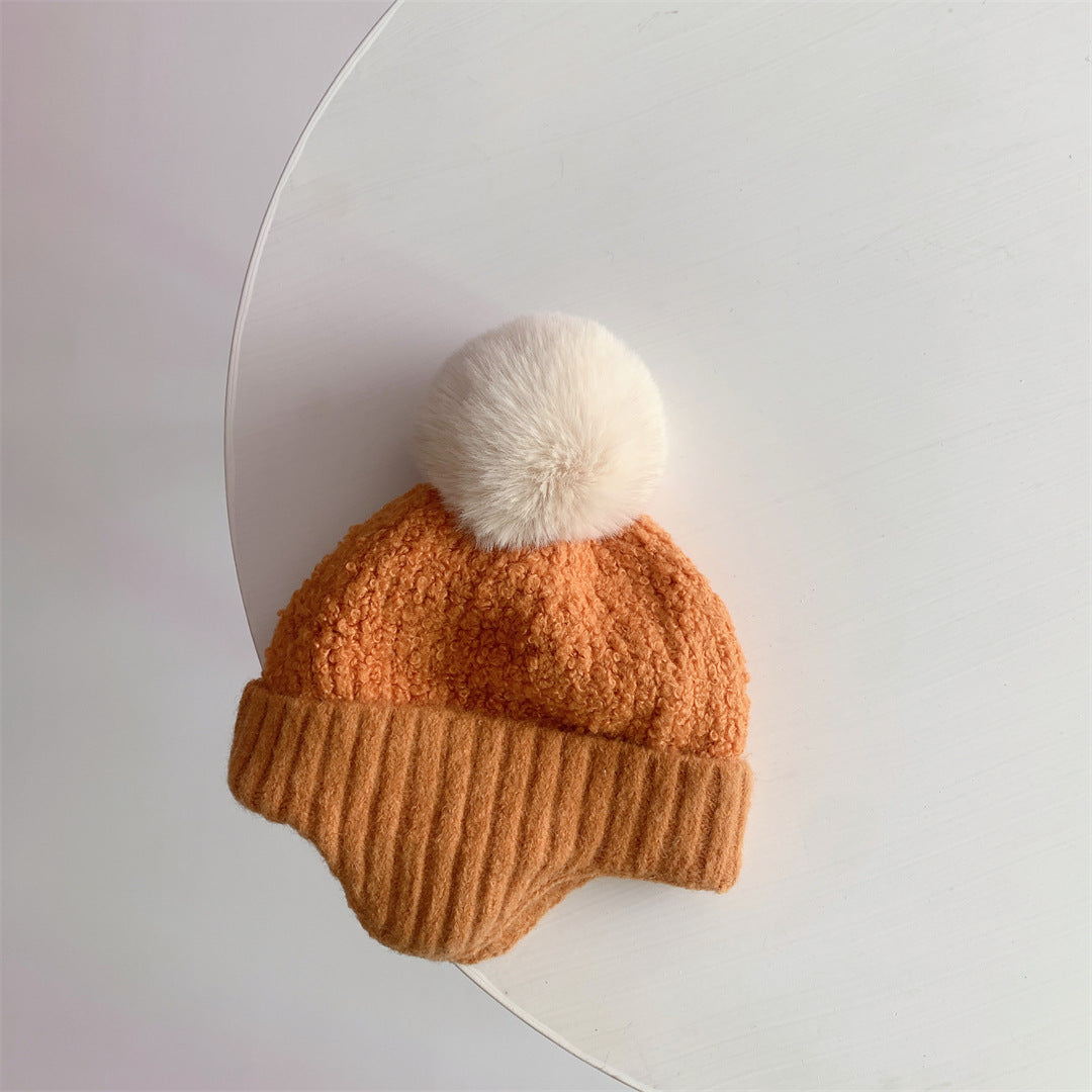 Children's Warm Earflaps Cute Fur Ball Knitted Kids' Headwear