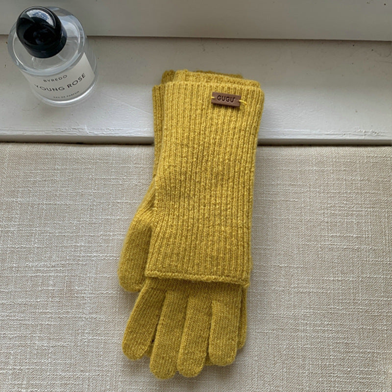 Women's Knitting Wool Split Finger Riding Tide Gloves