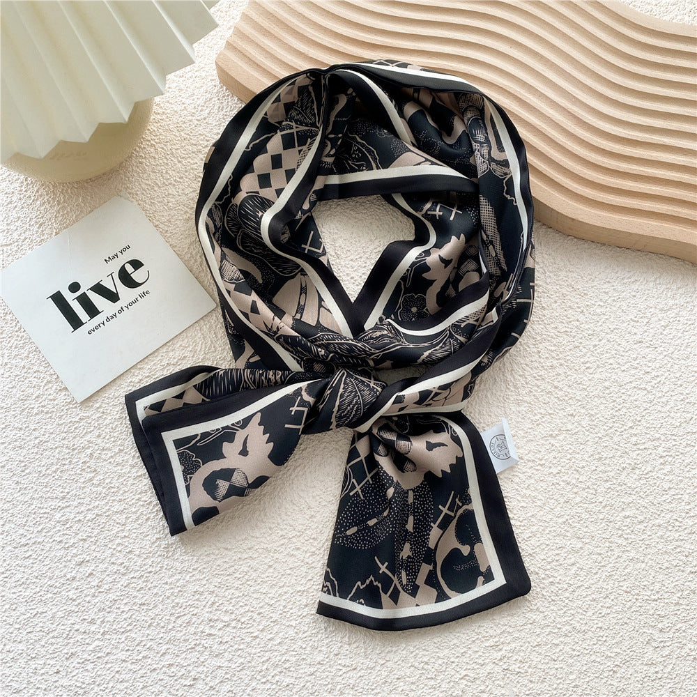 Women's Long Versatile Thin Decorative Ribbon Double-sided Scarfs