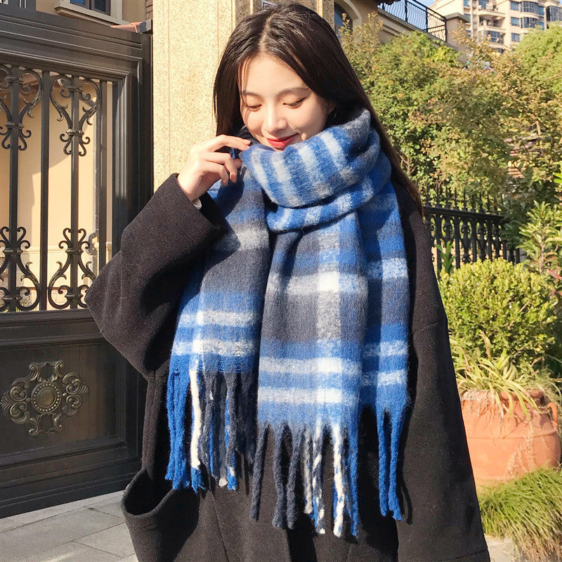 Women's Plaid Winter High-grade Thermal Knitting Shawl Scarfs