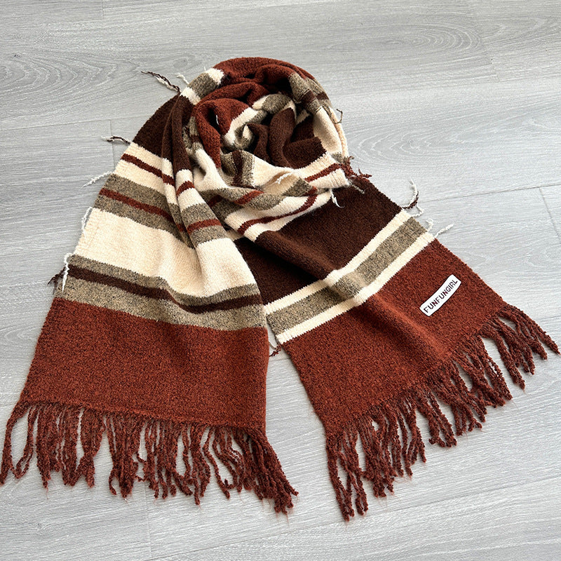 Women's Winter Korean Style Wool Striped Fashion Scarfs