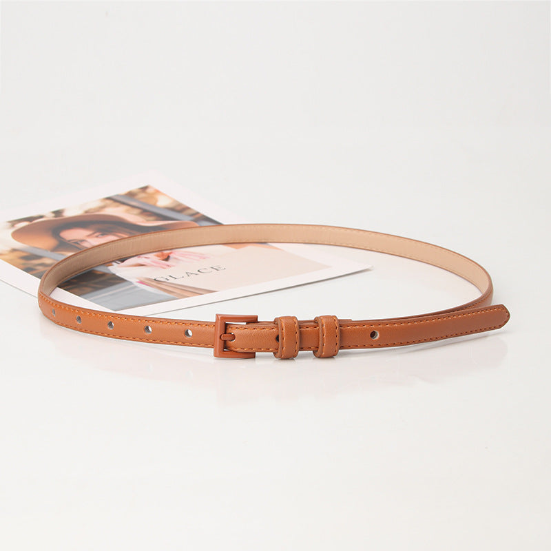 Women's Leather High-grade Candy Color Thin Decorative Belts