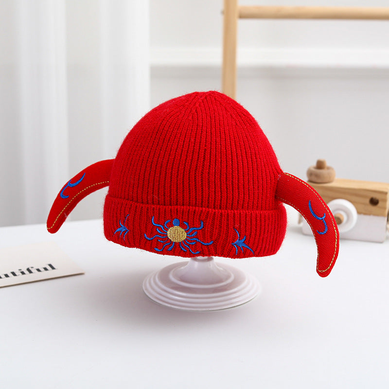 Hat Festive Chinese Red Warm Head Protection Kids' Headwear