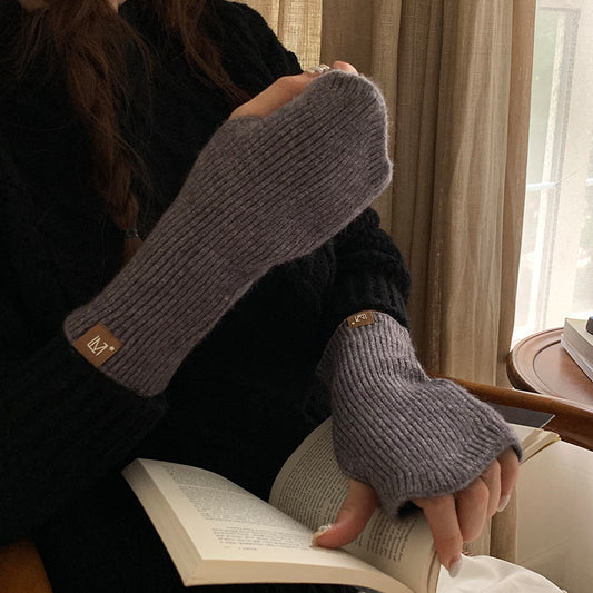 Women's Thickened Half Finger Wool Knitted Fingerless Gloves