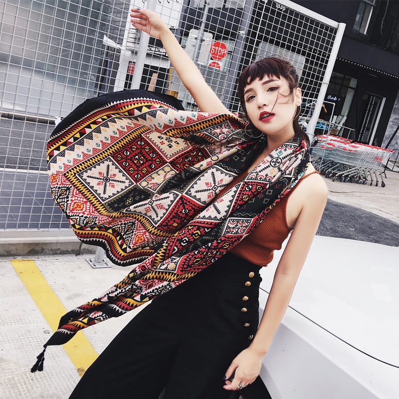 Ethnic Print Travel Outdoor Shawl Air-conditioned Scarfs