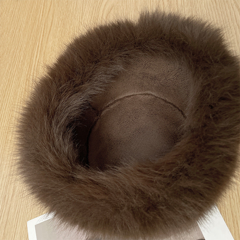 Women's Fur Plush Bonnet Winter Fleece-lined Padded Beanie Ear Hats & Caps