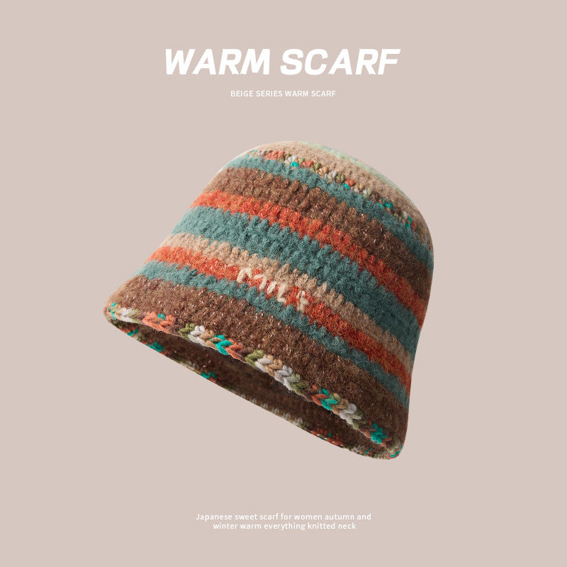 Women's Woolen Knitted Pile Style Beanie Plush Hats & Caps