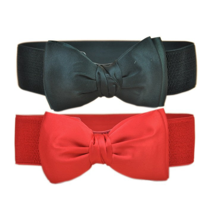 Women's Fashion Fabric Bow Waist Seal Width Belts