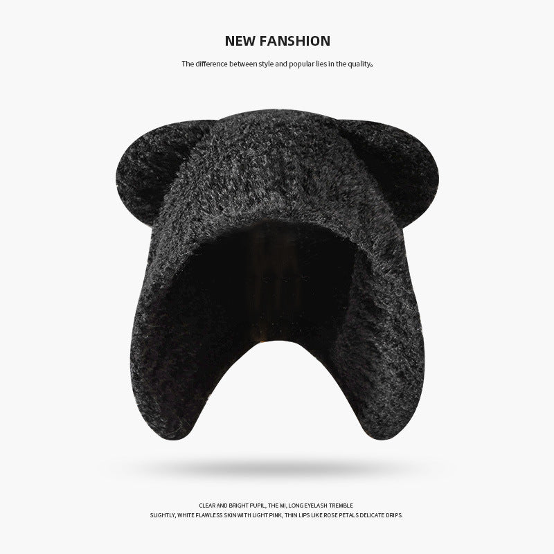 Women's Style Cute Winter Bear Plush Knitted Earflaps Hats & Caps