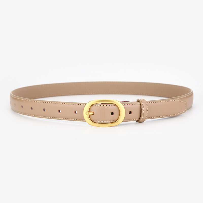 Women's Korean Genuine Leather Retro Gold Pin Buckle Belts