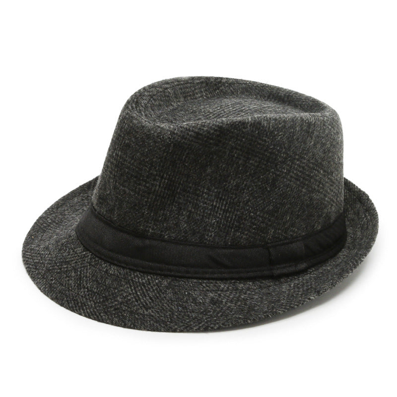 Men's Broad-brimmed Korean Fashion Solid Color Wool Hats & Caps