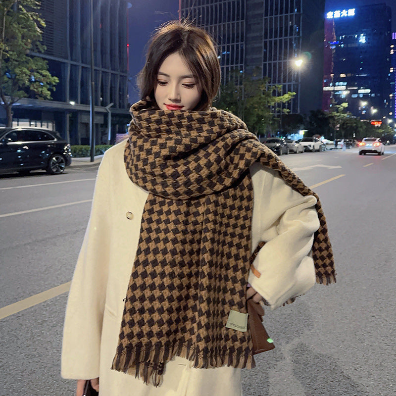 Women's Winter High-grade Plaid Korean Warm Versatile Scarfs