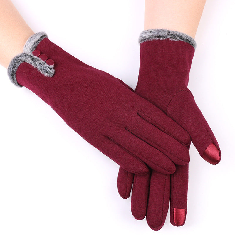 Women's Fleece-lined Warm Veet Riding Winter Snow Gloves