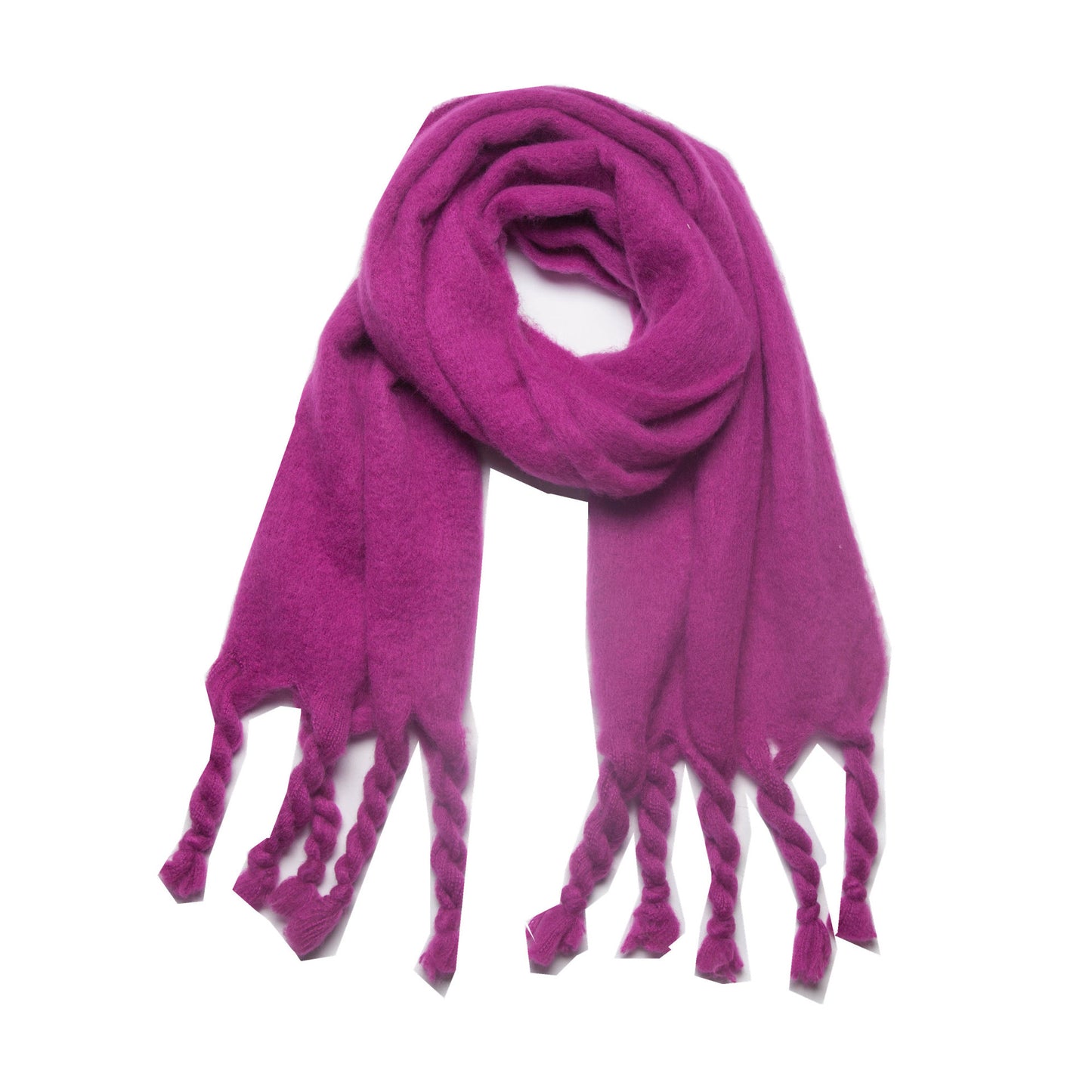 Yarn Knotted Thick Braid Tassel Solid Scarfs