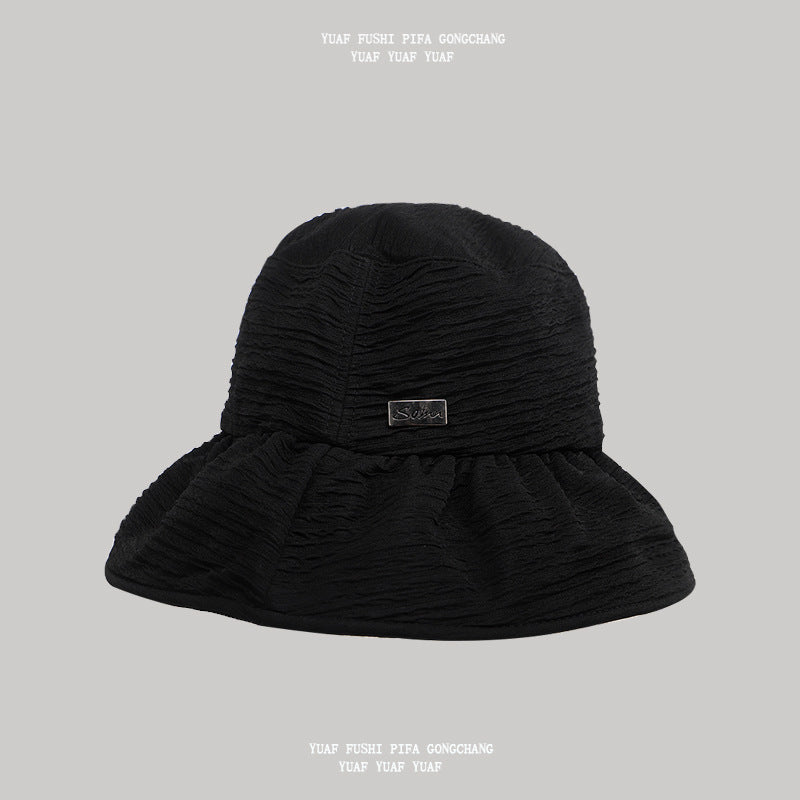 Women's Protection Hat Small Pleated Wide Brim Hats & Caps