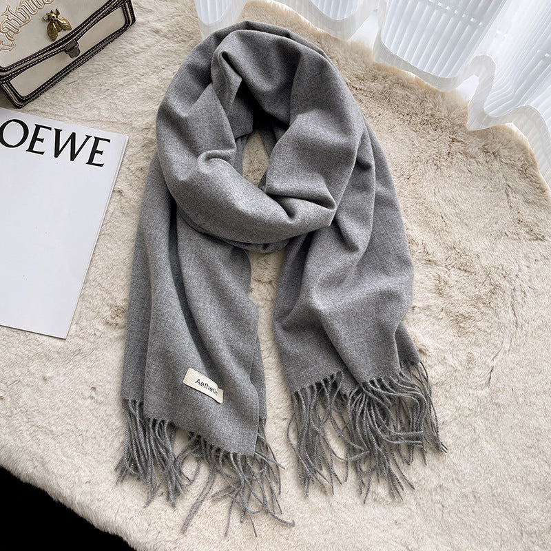 Women's & Men's Artificial Cashmere Pure Color Warm Keeping Shawl Thickened Scarfs