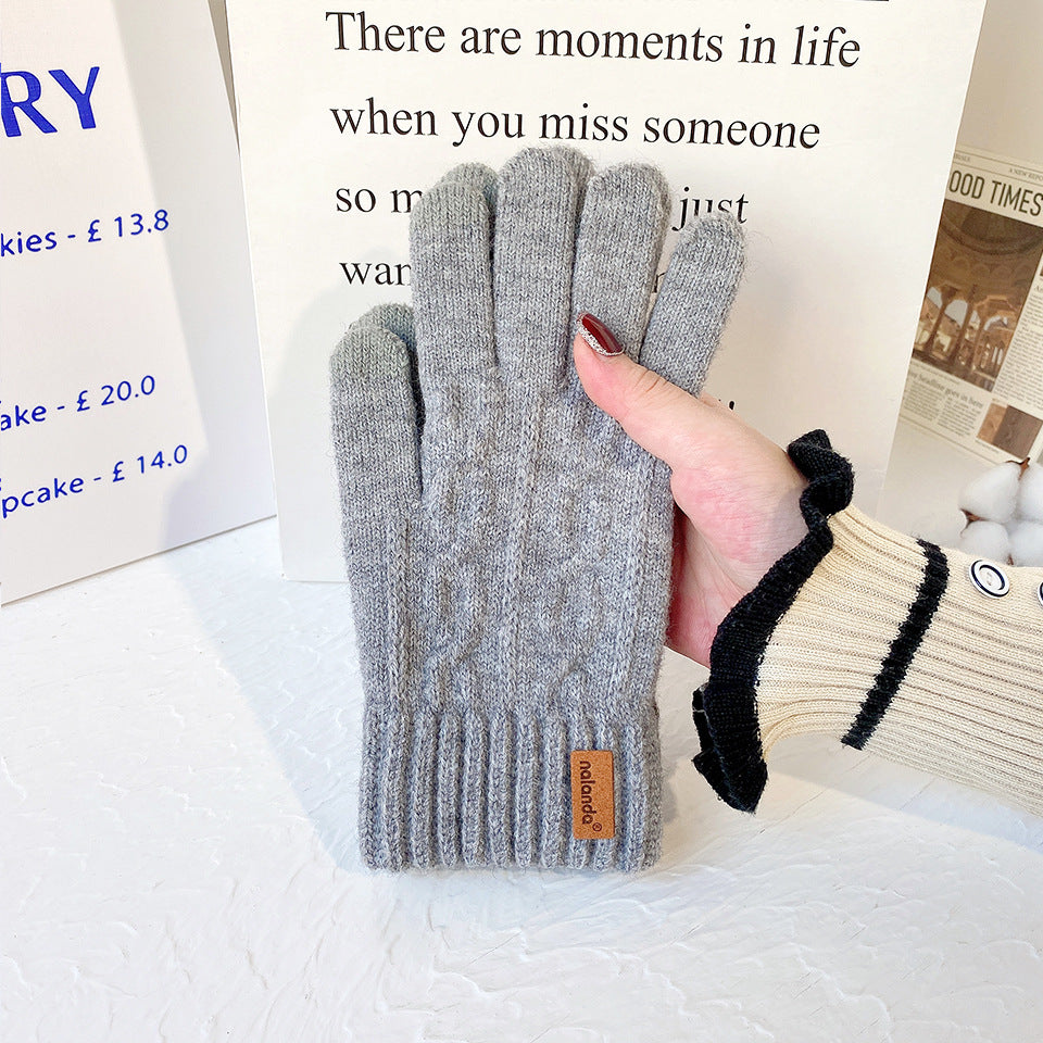 Men's Warm Winter Knitted Full Finger Twist Touch Gloves