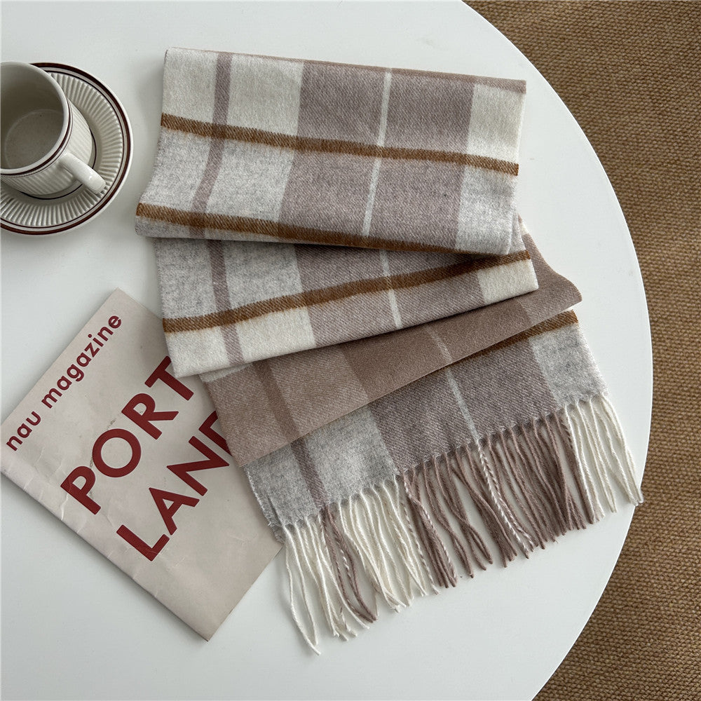 Men's Pure Wool Plaid For Female Winter Scarfs