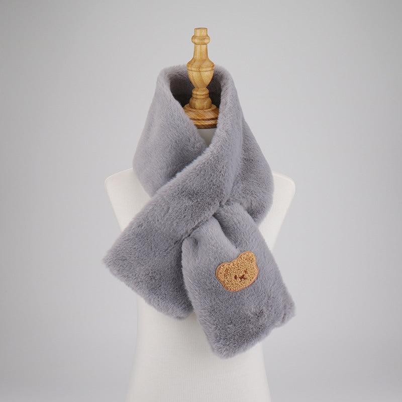 Women's Rex Rabbit Fur Thick Warm Cross Pearl Scarfs