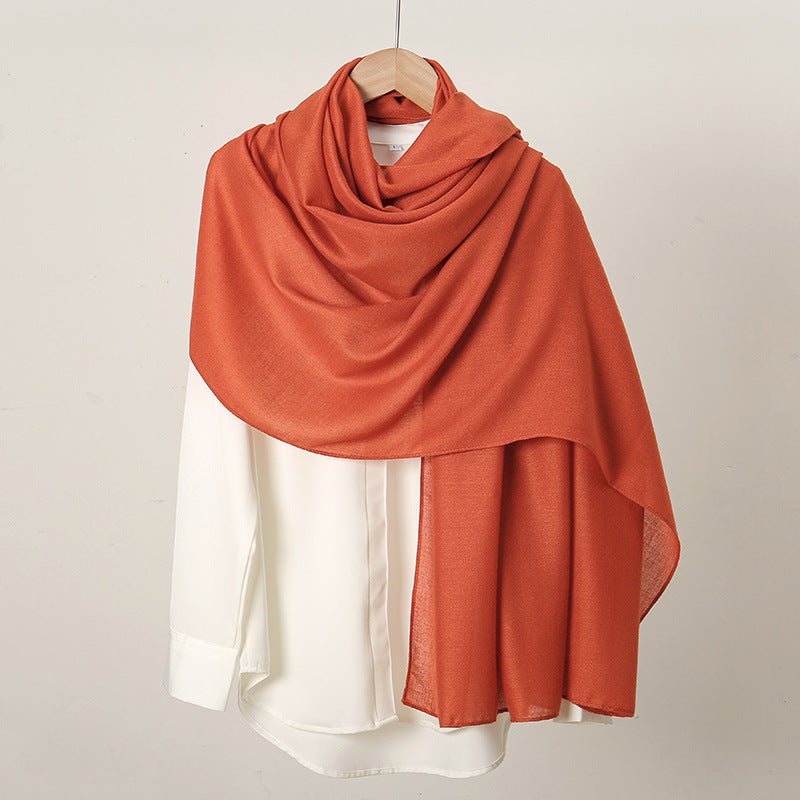 Women's Monochrome Linen Popular Solid Color Cotton Scarfs