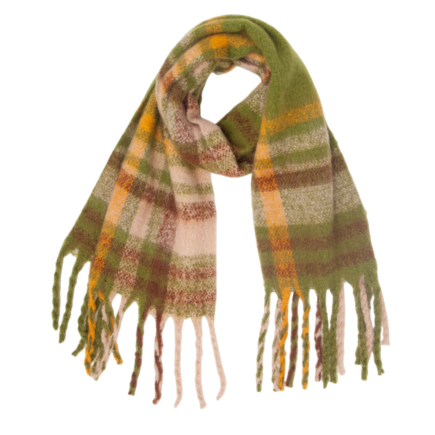 Women's Round Yarn Thickened Thick Tassel Plaid Scarfs