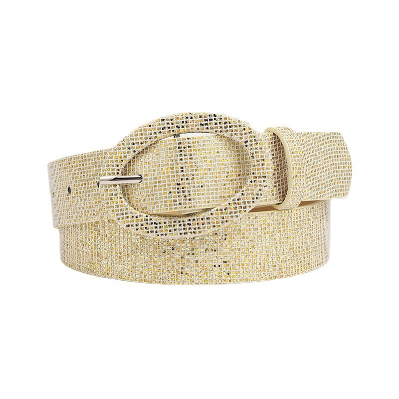 Women's Fashion Oval Buckle Sequins Vintage Ornament Belts