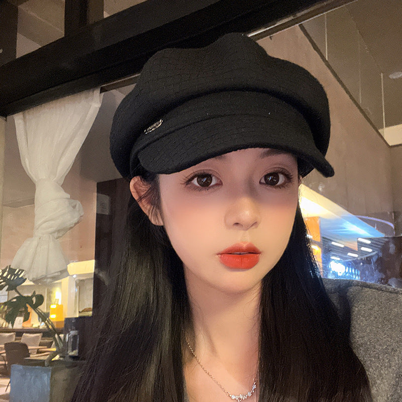 Women's Little Korean Style Beret Black Classic Hats & Caps