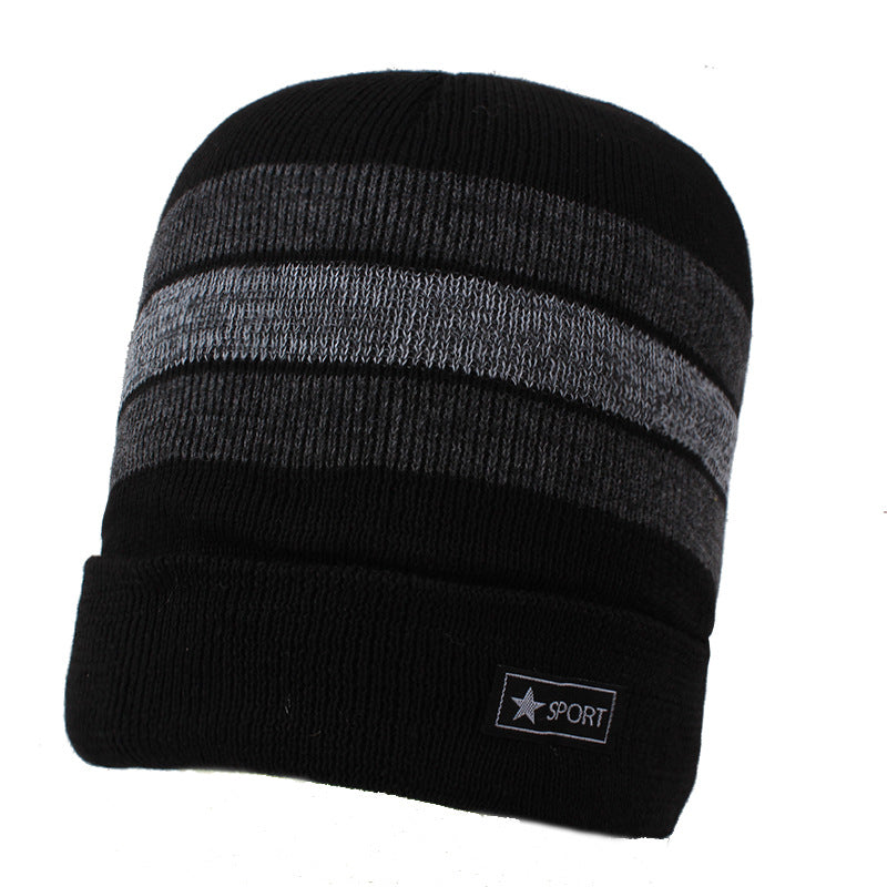 Men's Lining Thickened Woolen Thermal Knitting Sleeve Cycling Hats & Caps